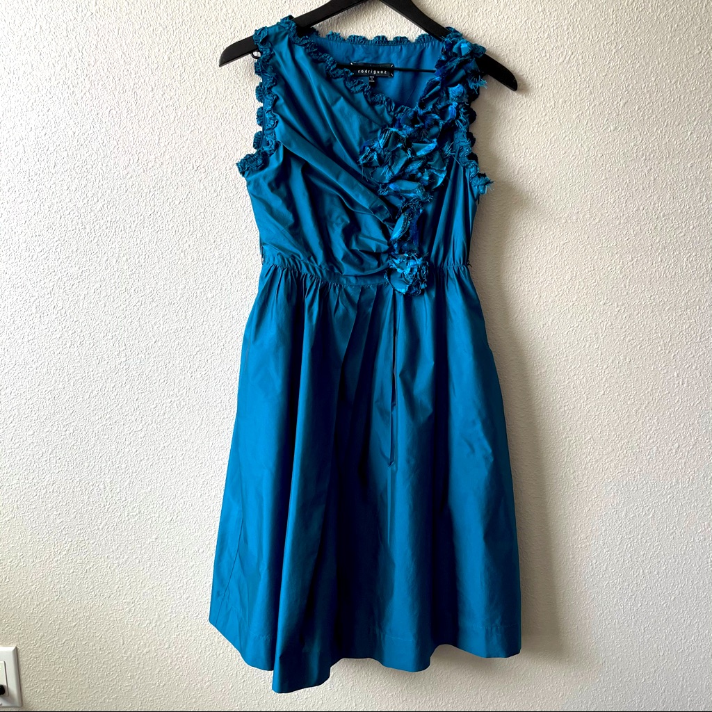 Robert Rodriguez Teal Blue Cocktail Party Dress Size 4 Wedding